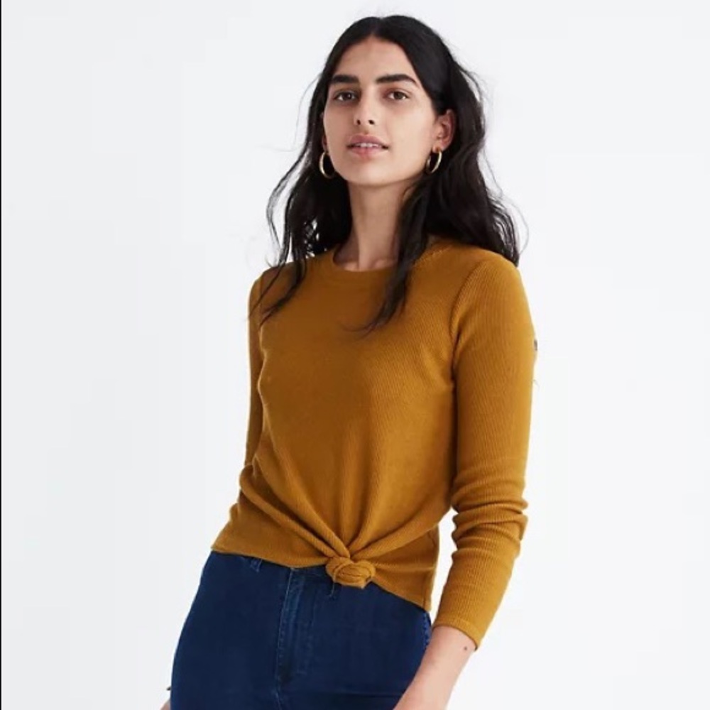 Madewell Texture & Thread Mauve Jacquard Knot-Front Top